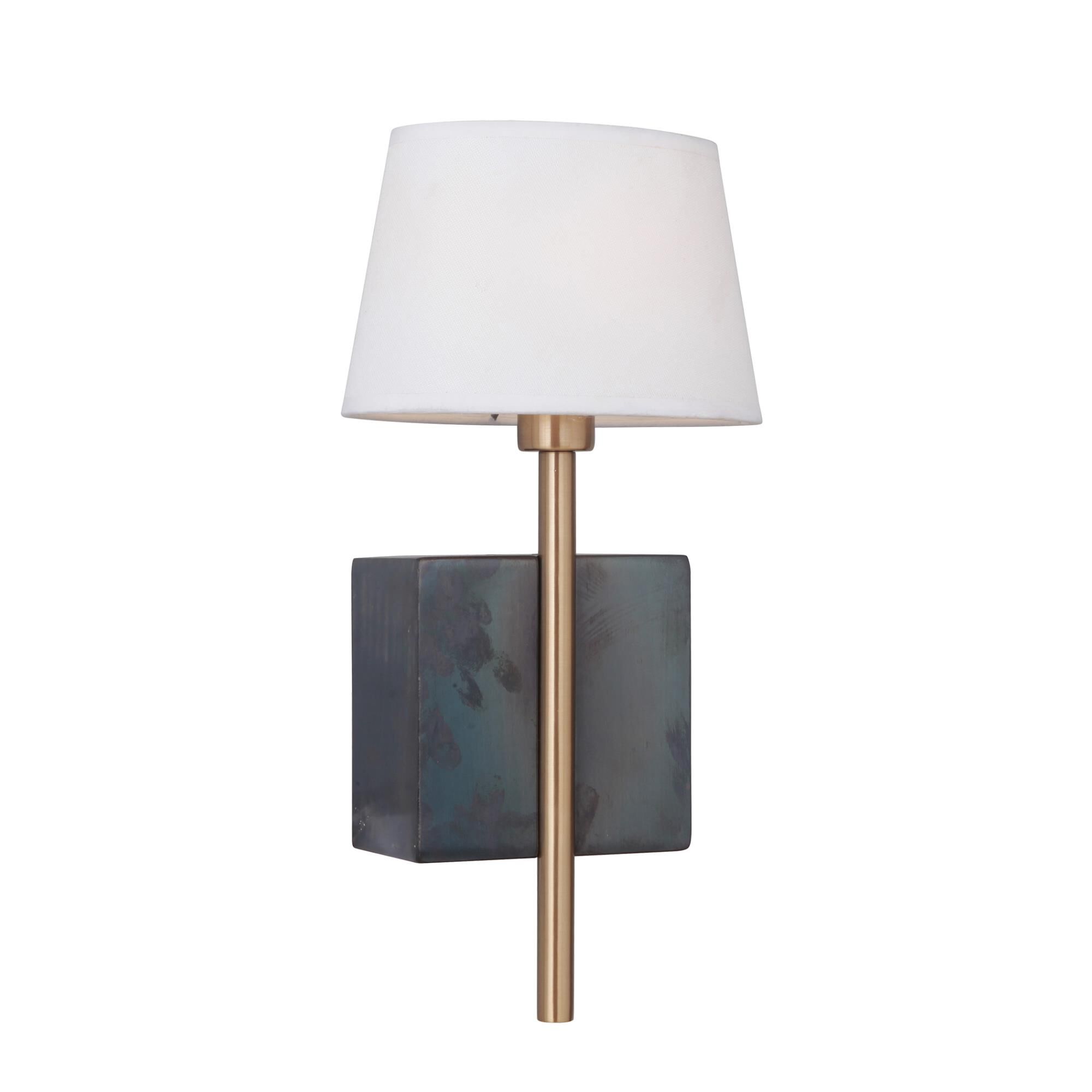 Shown in Fired Steel/Satin Brass finish and Yes glass and Yes shade